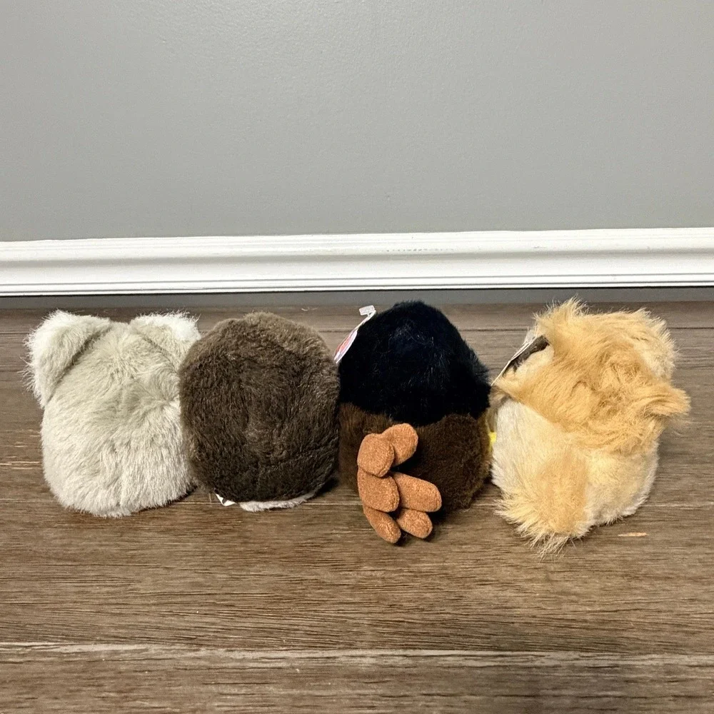 Swibco Puffkins Plush‎ Lot of 4 Koala Owl Turkey Lion Vintage 90s Bean Bag Toys